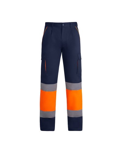 Pantaloni alta visibilità Daily Stretch Blu navy/Arancio fluo