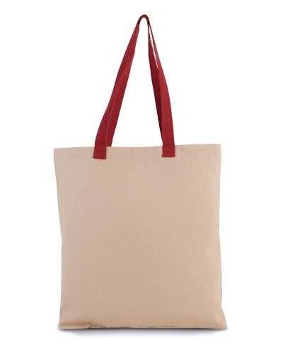 Shopper piatto in tela con manico a contrasto Cherry Red