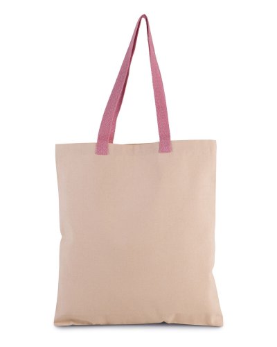 Shopper piatto in tela con manico a contrasto Dark Pink