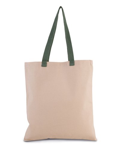 Shopper piatto in tela con manico a contrasto Dusty Light Green