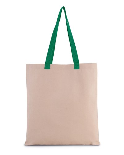 Shopper piatto in tela con manico a contrasto Kelly Green