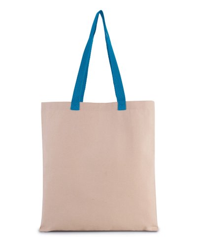 Shopper piatto in tela con manico a contrasto Surf Blue