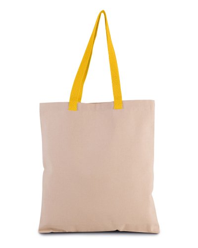 Shopper piatto in tela con manico a contrasto Yellow