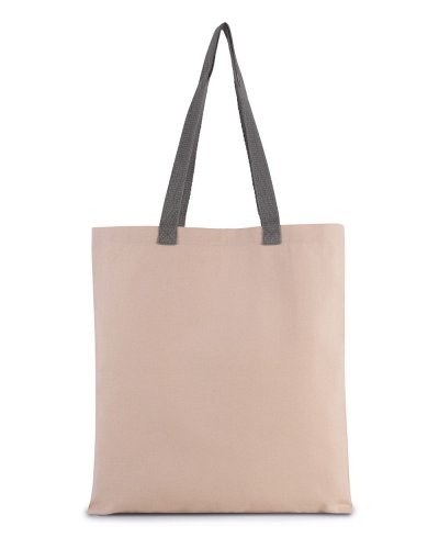 Shopper piatto in tela con manico a contrasto Steel Grey
