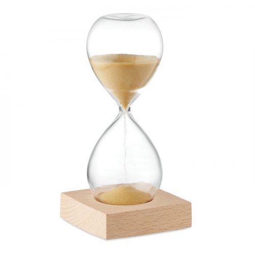 DESERT Clessidra 5 minuti in vetro borosilicato, base legno faggio