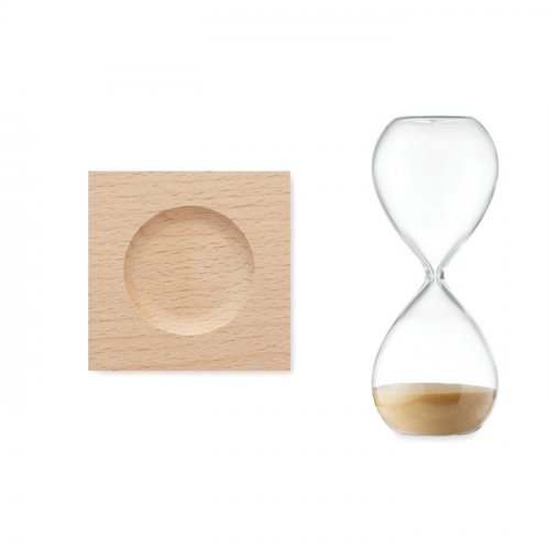 DESERT Clessidra 5 minuti in vetro borosilicato, base legno faggio