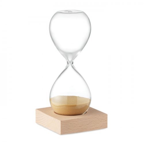 DESERT Clessidra 5 minuti in vetro borosilicato, base legno faggio