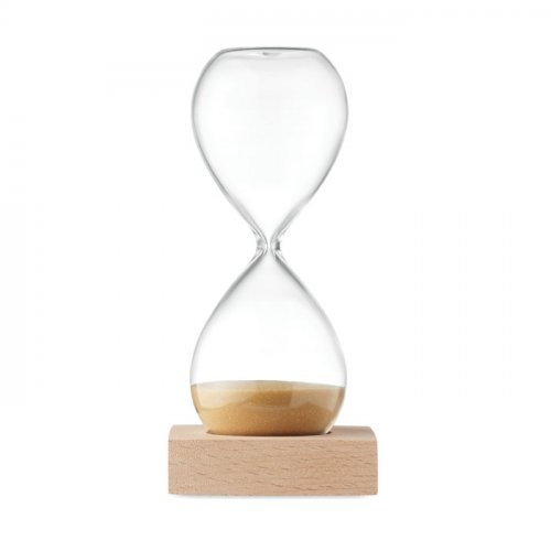 DESERT Clessidra 5 minuti in vetro borosilicato, base legno faggio