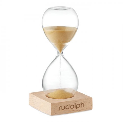 DESERT Clessidra 5 minuti in vetro borosilicato, base legno faggio