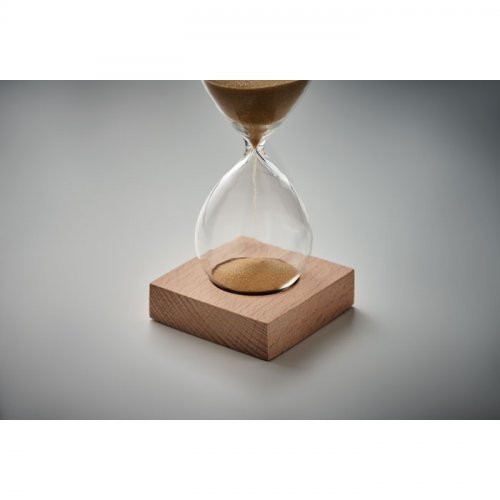 DESERT Clessidra 5 minuti in vetro borosilicato, base legno faggio