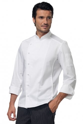 Giacca Cuoco Stewart, Bottoni Bianchi, Maniche Lunghe