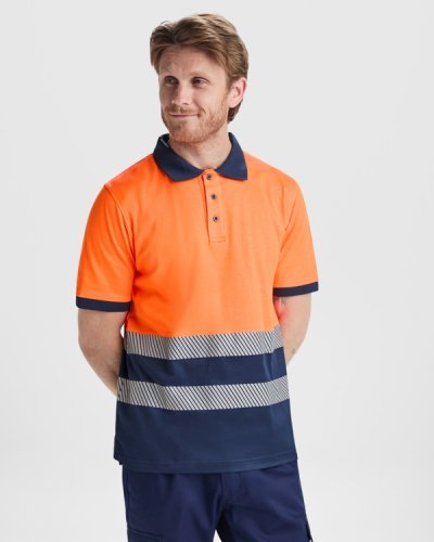 Polo Atrio alta visibilità gialla manica corta cotone/poliestere