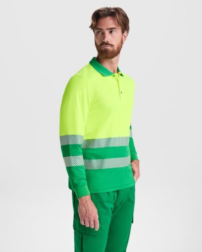 Camisa Polo de Alta Visibilidad Atrio de Manga Larga Amarilla, Reflect