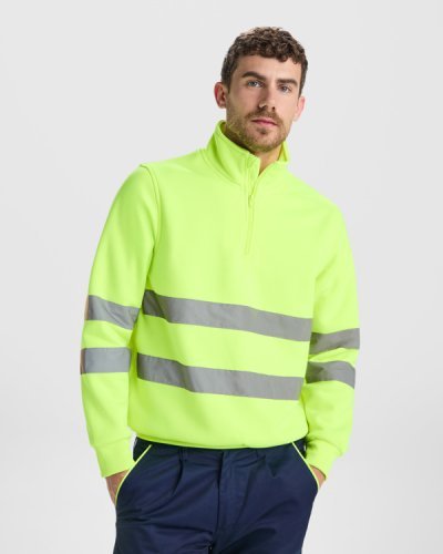 Felpa alta visibilità Spica, zip intera, 100% poliestere