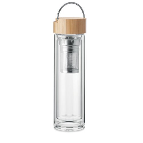 BATAMI Bouteille en verre borosilicate 400 ml avec Infuseur en bambou