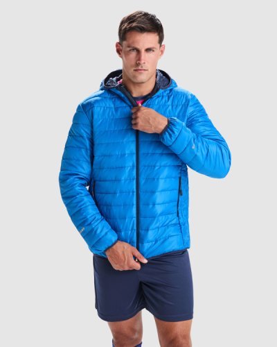 Parka uomo Norway Sport, trapuntato piuma, zip e dettagli riflettenti
