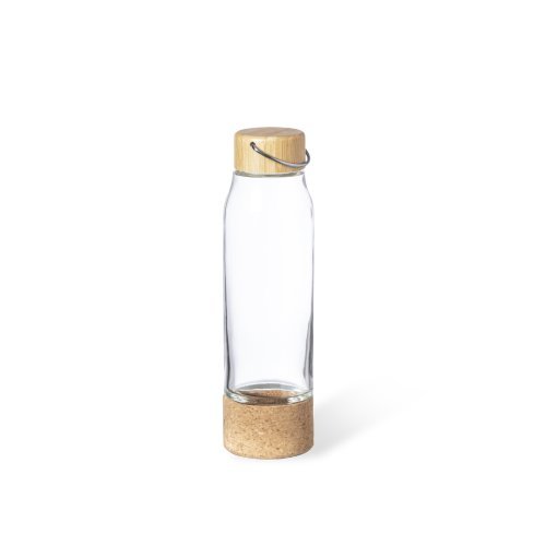 Borraccia Aderox 470ml in vetro e bamboo, eco-design naturale