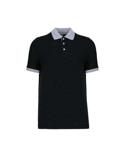 Polo piqué uomo bicolore Black / Oxford Grey
