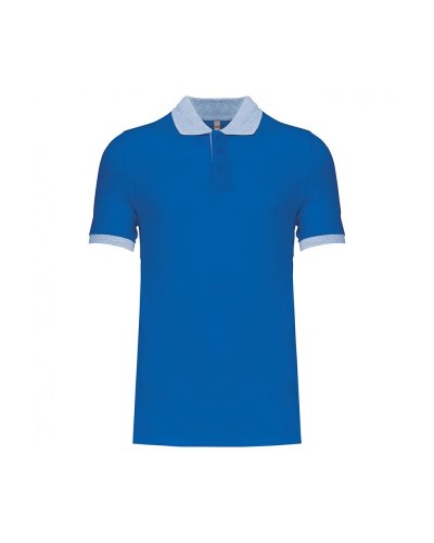 Polo piqué uomo bicolore Light Royal Blue / Oxford Grey