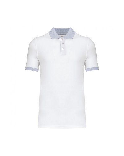 Polo piqué uomo bicolore White / Oxford Grey
