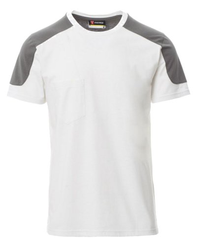 T-shirt bicolore con taschino Corporate Bianco