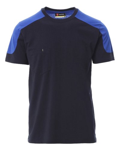 T-shirt bicolore con taschino Corporate Blu Navy