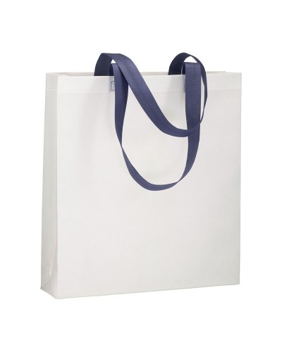 Shopper con soffietto in TNT Blu scuro