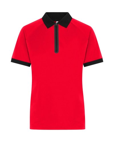 Ladies' Zip-Polo Light Red / Black