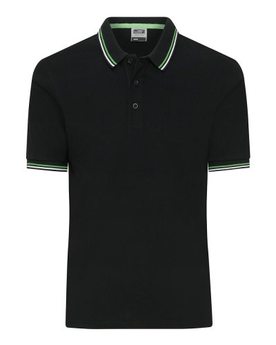 Polo classica uomo con righe a contrasto James & Nicholson Black/white/lime-green