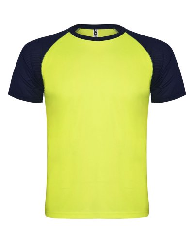 T shirt sportiva Indianapolis Giallo fluo / Blu navy