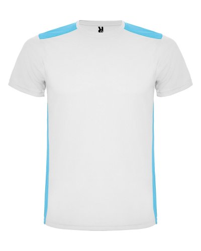 T-shirt tecnica maniche corte Detroit Bianco/Turchese