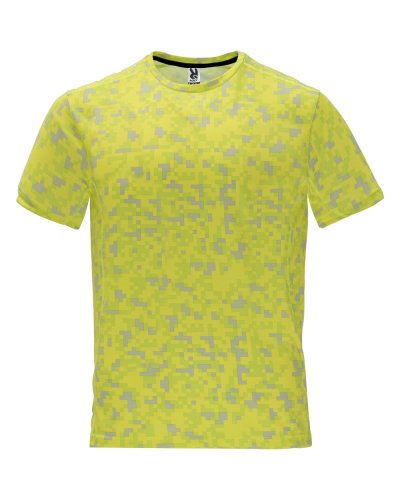 T-shirt tecnica stampata Assen Pixel giallo fluo
