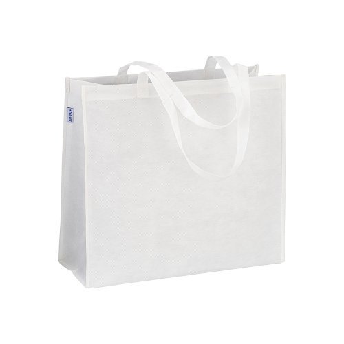 Shopper bianca R-PET 80g manici lunghi 65cm 45x40x18cm 100g