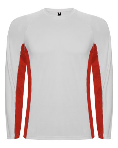 T-shirt tecnica maniche lunghe Shanghai Bianco/Rosso