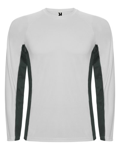 T-shirt tecnica maniche lunghe Shanghai Bianco/Piombo Scuro