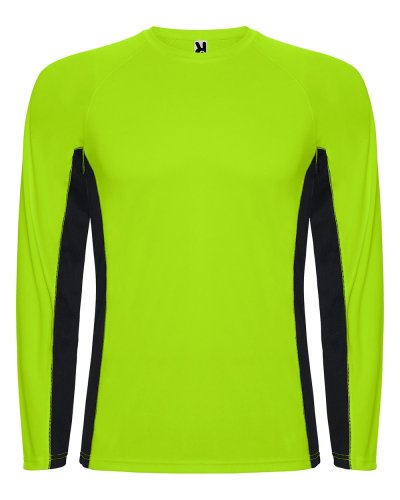 T-shirt tecnica maniche lunghe Shanghai Verde Fluo/Nero