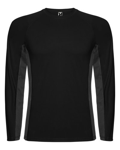T-shirt tecnica maniche lunghe Shanghai Nero/Piombo Scuro