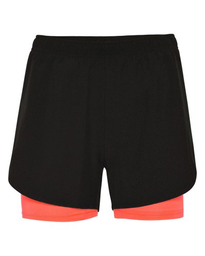 Pantaloncini sportivi da donna Lanus Nero / Corallo Fluo
