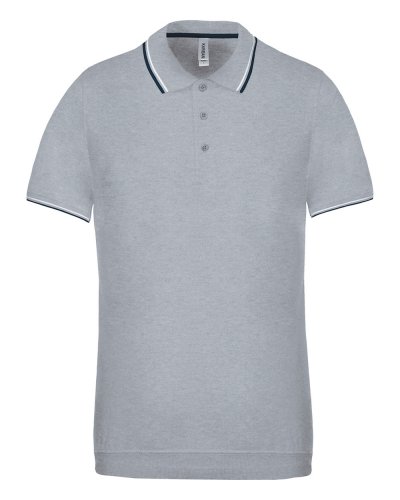 Polo uomo manica corta Oxford Grey / Navy / White
