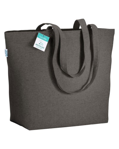 Shopper con soffietto in cotone riciclato Nero