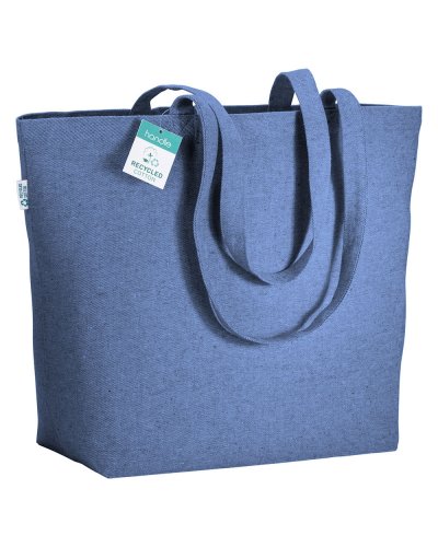 Shopper con soffietto in cotone riciclato Blu Royal