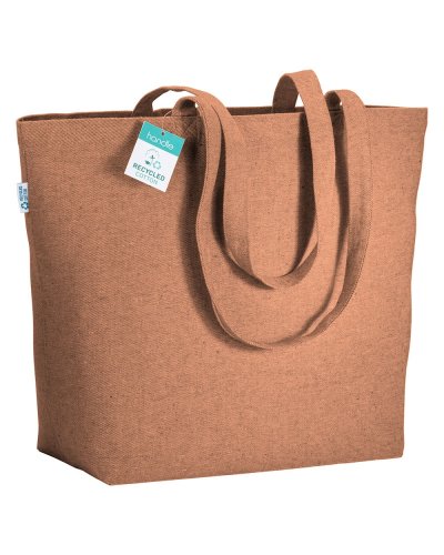 Shopper con soffietto in cotone riciclato Arancione