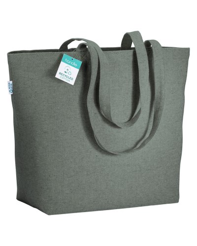 Shopper con soffietto in cotone riciclato Verde