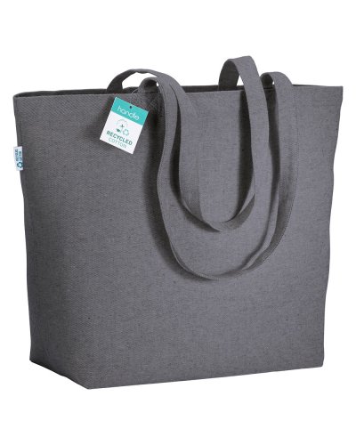Shopper con soffietto in cotone riciclato Blu scuro
