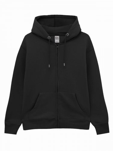Felpa con cappuccio e zip in french terry Berry Black