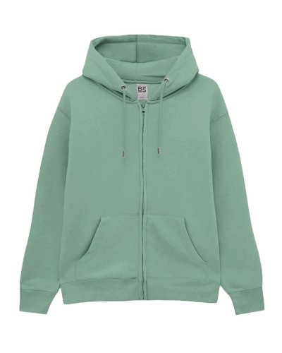 Felpa con cappuccio e zip in french terry Berry Sage