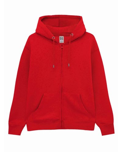 Felpa con cappuccio e zip in french terry Berry Red