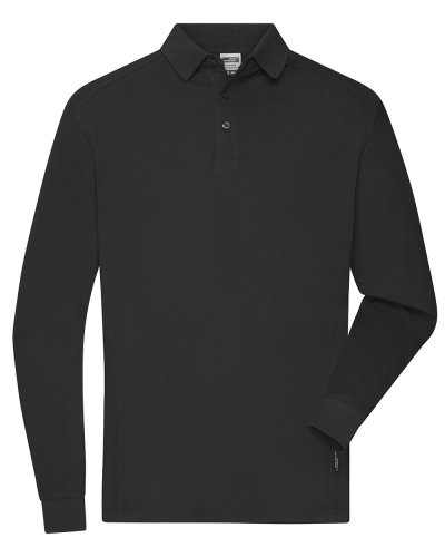 Polo uomo a maniche lunghe in tessuto misto Black
