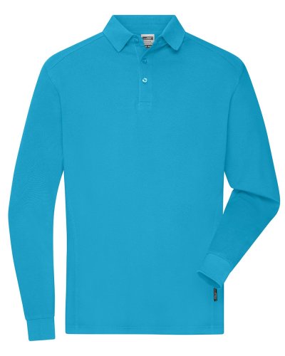 Polo uomo a maniche lunghe in tessuto misto Turquoise