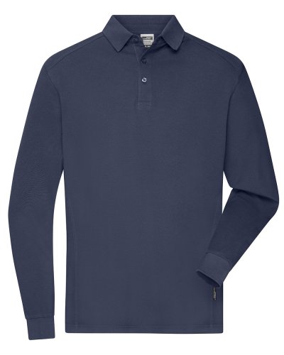 Polo uomo a maniche lunghe in tessuto misto Navy